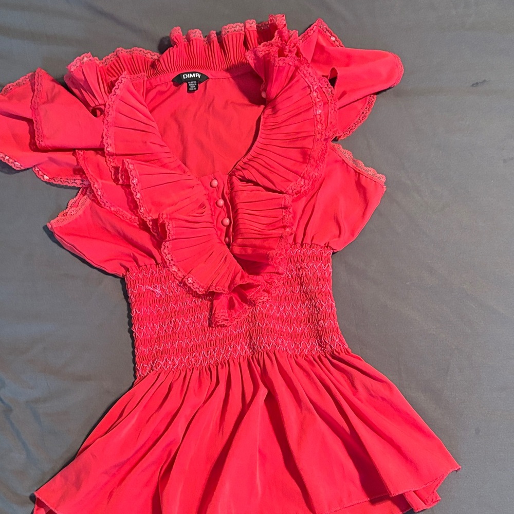 Charming Red Ruffle Blouse by Chaps